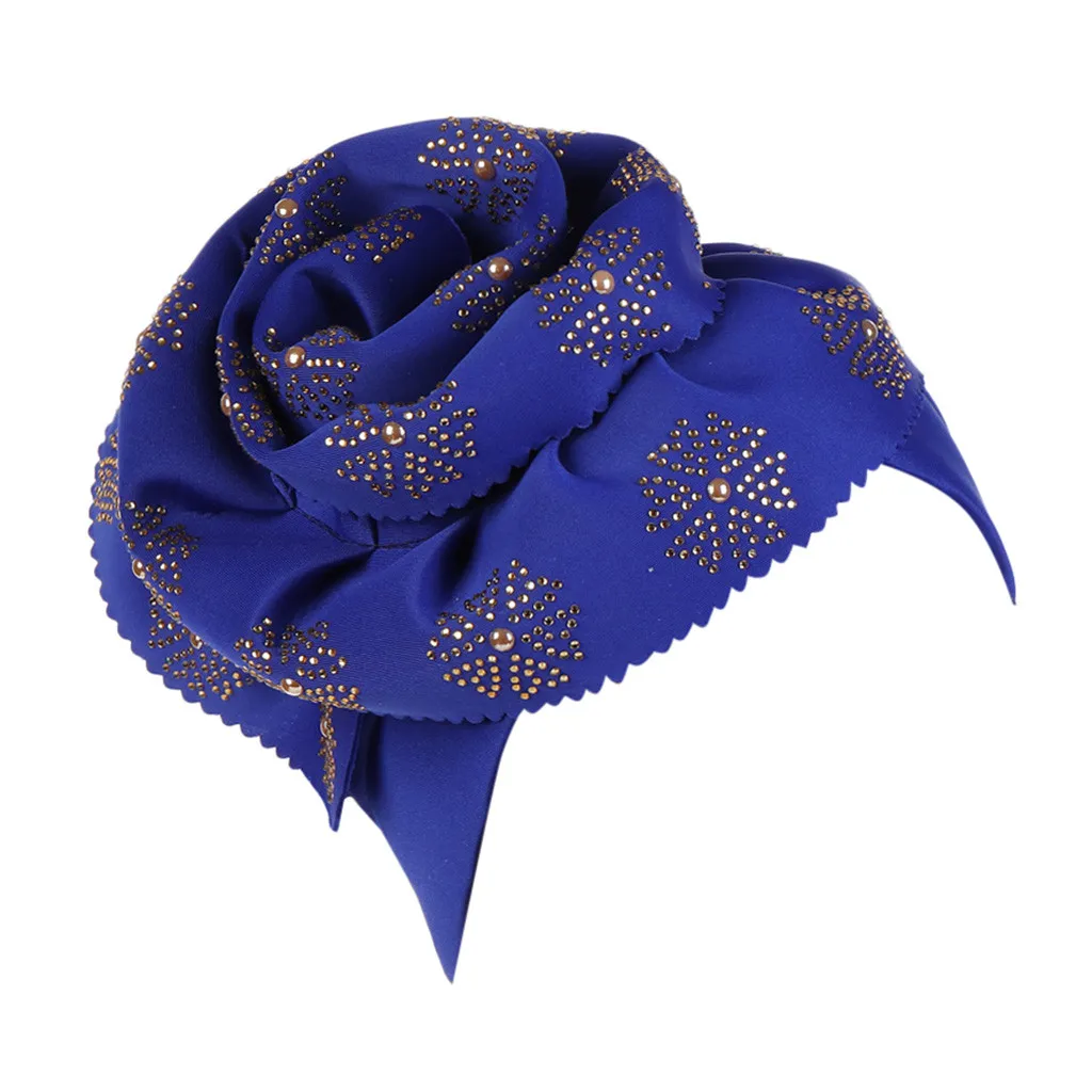 Раковая тюрбан Кепка для повязка на голову женская шарф стрейч Chemo выпадение волос голова Повседневный женский платок мусульманские шляпы - Цвет: Blue