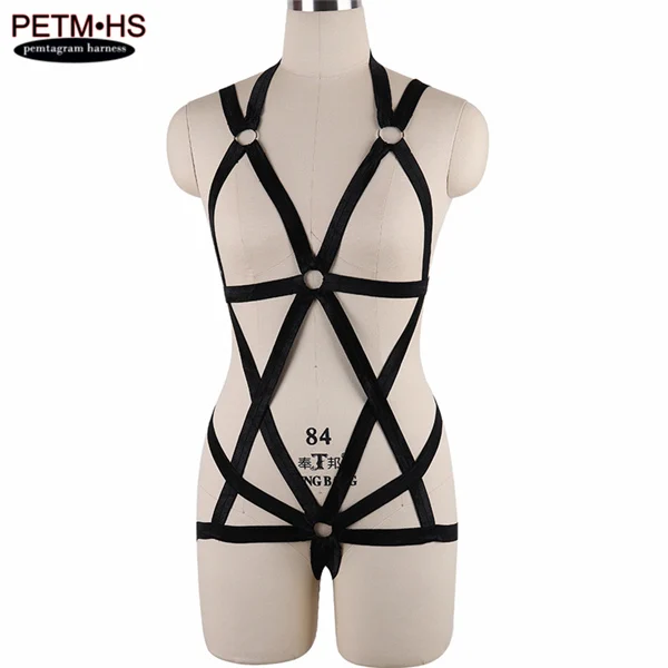 Black N0062 Pentgram гот проводов белье пояс Женские модные, пикантные бондаж набор Strappy упругие Эротическая одежда танец Бурлеск подвязки - Цвет: Black N0062