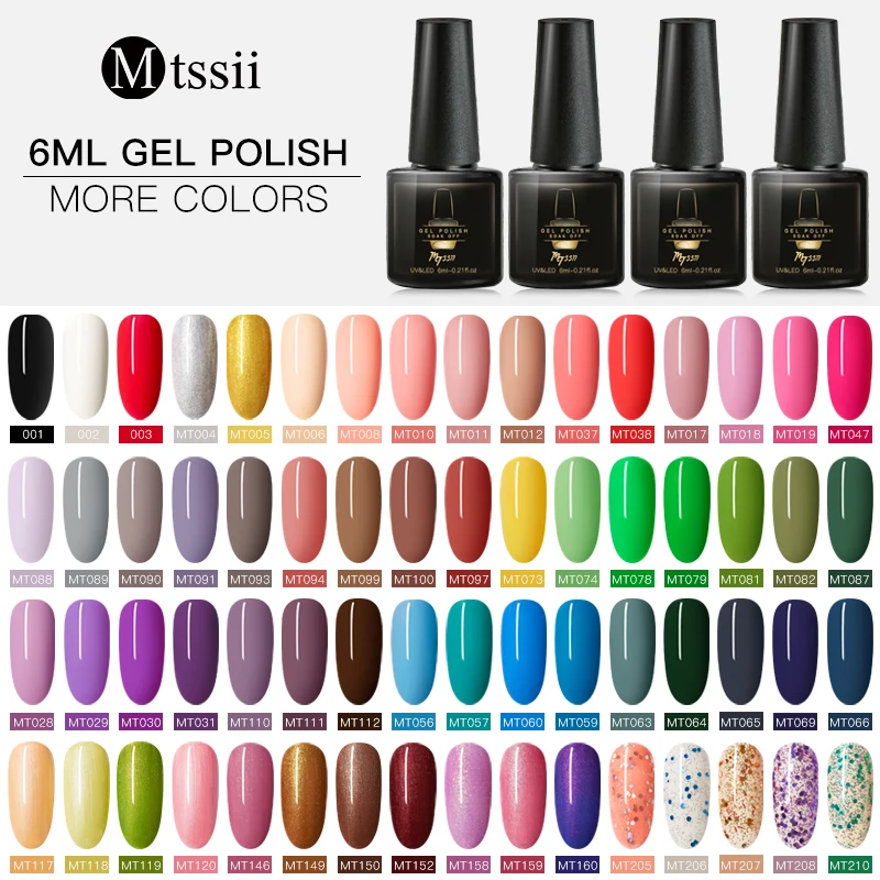 

Mtssii 6ml Color Gel Polish Pure Solid Color Nail Art Lacquer Soak Off LED UV Lamp Manicure Varnish Semi Permanent Vernis Set