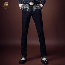 Новое поступление, мужские Модные повседневные брюки, украшенные вышивкой, 8061 распродажа