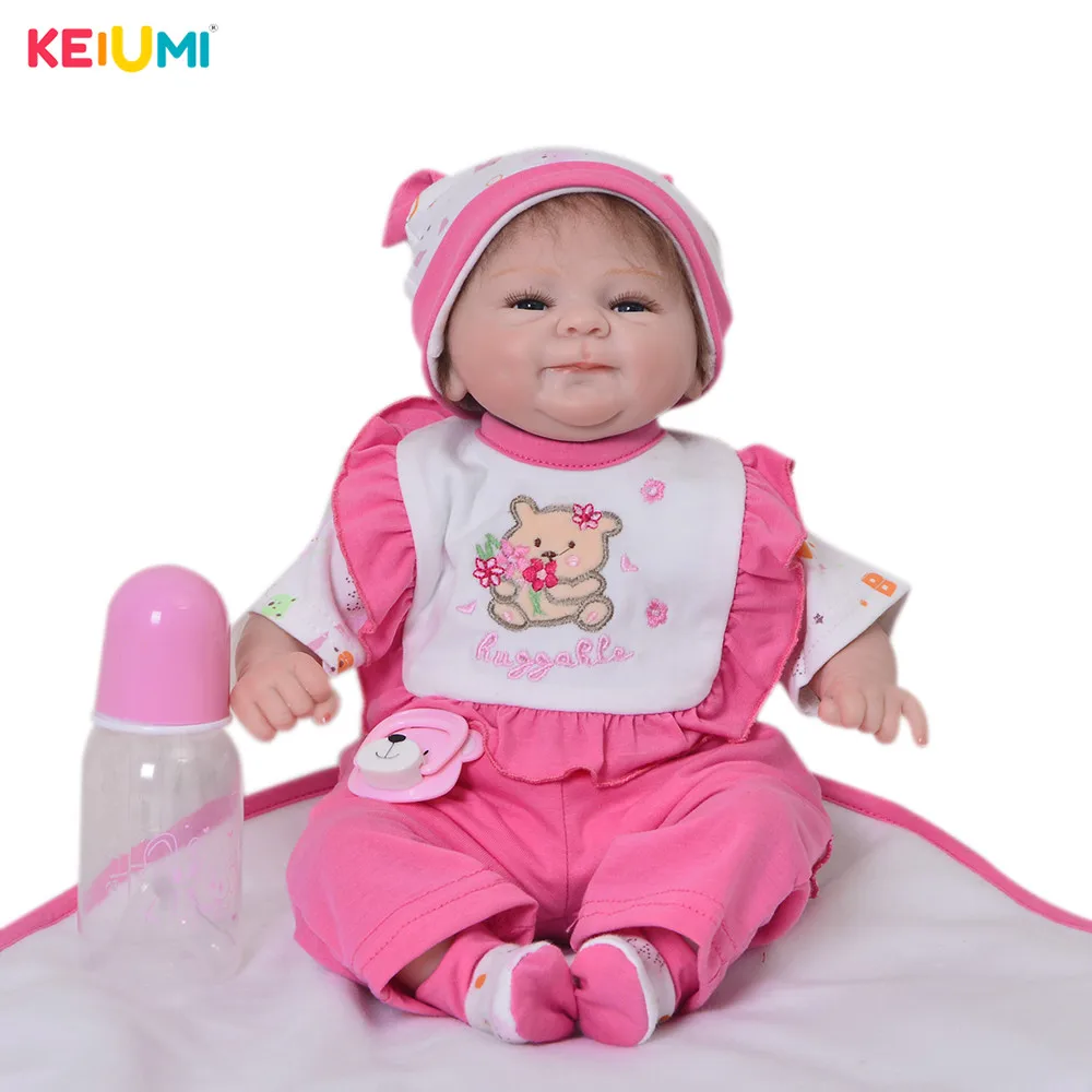 

Funny 17 inch Soft Silicone Reborn Baby Dolls Girls Real Like New Born Baby Toy 43 cm Ethnic Doll Cloth Body Children's Day Gift