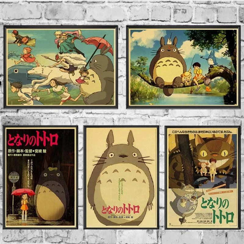 Wall Art Canvas Pictures Hd Printed Home Decoration My Neighbor Totoro Anime Painting Nordic Poster Modular For Children Room Painting Calligraphy Aliexpress