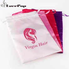 100 шт/лот волосы атласный чехол наращенные волосы парики мешок заказной напечатанный логотип торговой марки черный атласный косметический подарочный шнурок мешок