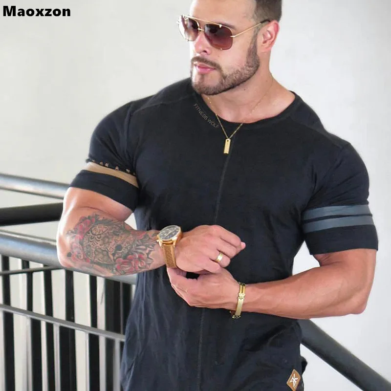 

Maoxzon Men's Casual Loose Short Sleeve T-Shirts For Male Letter Print Summer Muscle Fitness Jogger Workout Tops Tees Shirts XXL