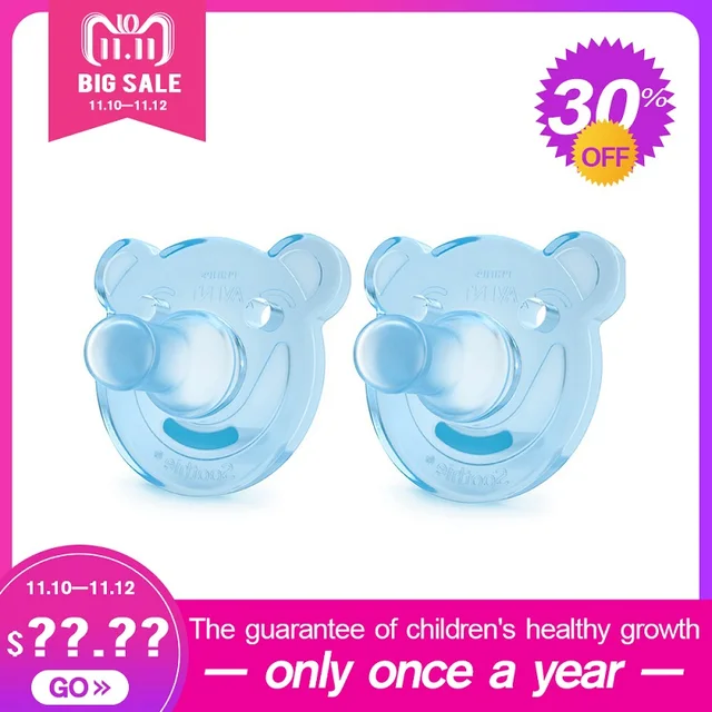 AVENT 2Pcs Silicone Nipple Dummy Baby Soother Toddler Orthodontic