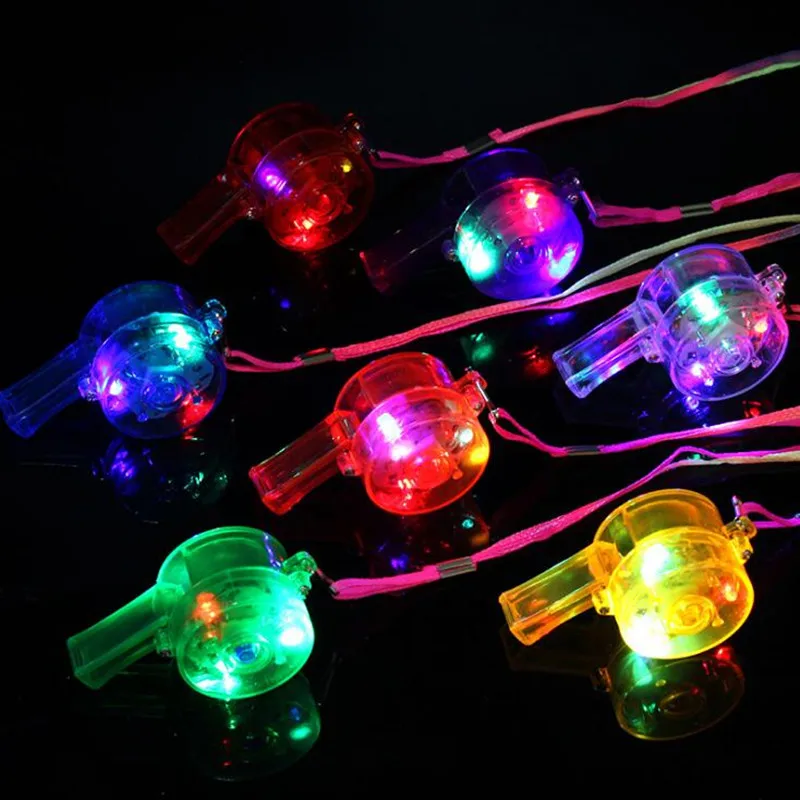 2019 neue LED Glowing Blinkende Lanyard Pfeife Noise Maker Kinder Spielzeug Jubeln Requisiten Pfeifen Rave Glow Party Liefert