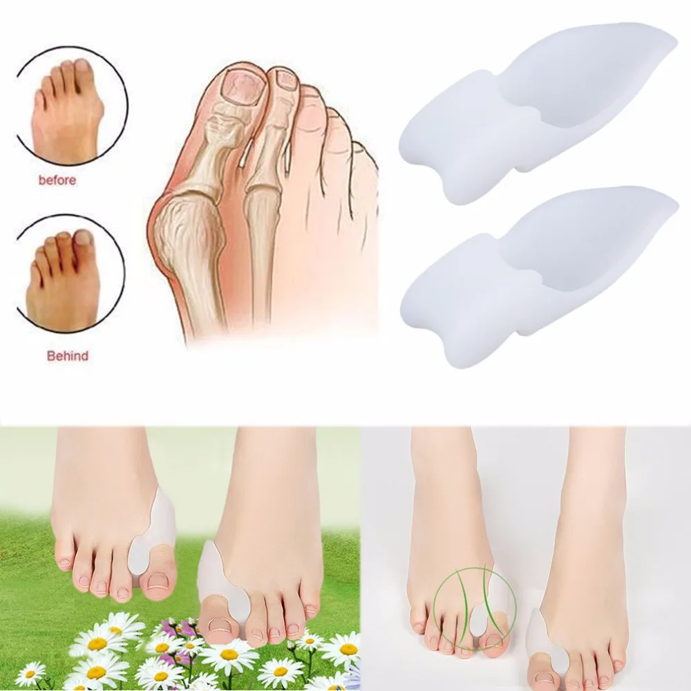 2pcs Silicone Gel Foot Pad Stretch Corrector Alignment Toe Bone Insole Feet Pads Protective