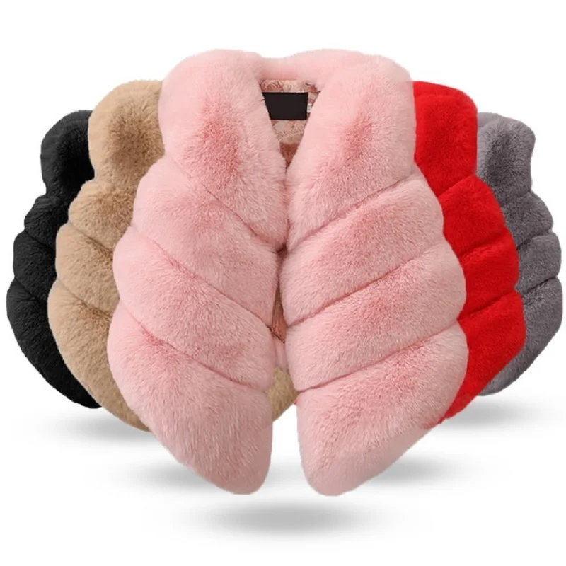 

Winter Christmas Thicken Warm Villus faux fur vest Baby Girl Jackets Clothes Vests For Kids Coat Sleeveless Garment Clothes