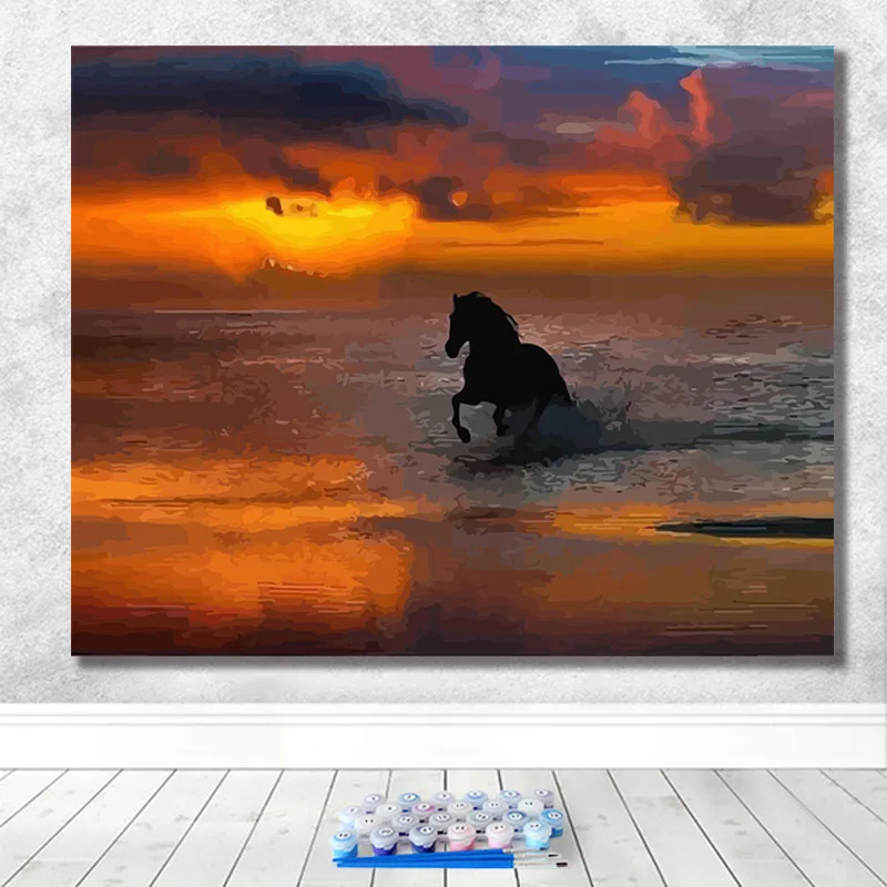 Краска по номерам художественная живопись по номерам животное лошадь Европейский стиль декоративная живопись для взрослых ручная роспись декомпрессия - Цвет: 100167