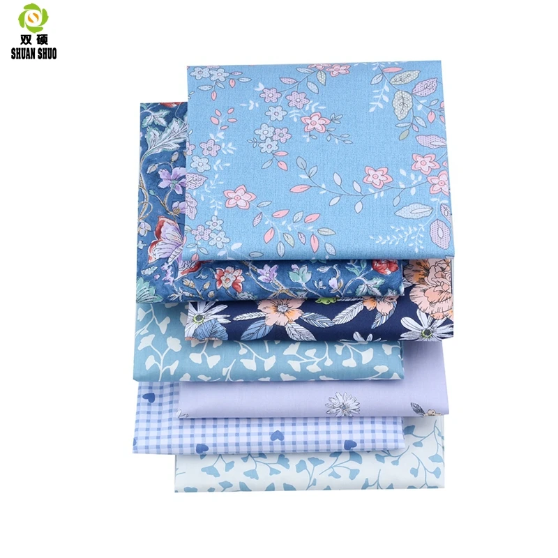 

New Blue Color Twill Cotton Fabric Patchwork Tissue Cloth Of Handmade DIY Quilting Sewing Textile Material Half Meter 150*50cm