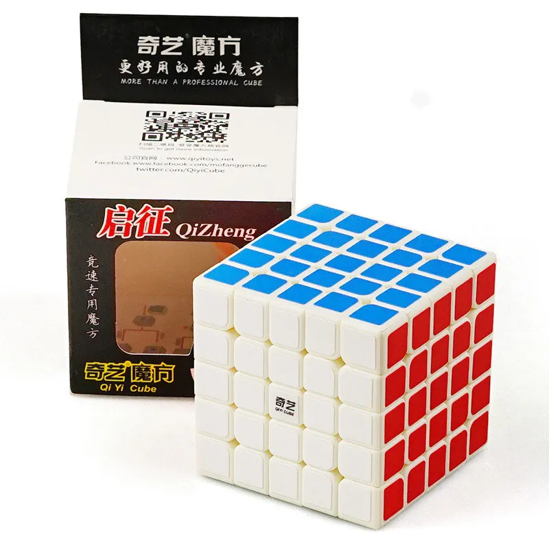 Qiyi Magic Cube 5x5x5 5x5 Профессиональный скоростной куб 62 мм наклейка/наклейка меньше белый/черный пазл красочные игрушки для детей и взрослых - Цвет: white