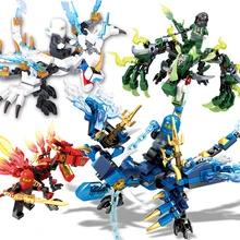 4pc/set Ninjagoes Dragon Building Blocks Compatible Legoing Ninja Bricks Mini Action KAI JAY Figures Enlighten Toys for Children
