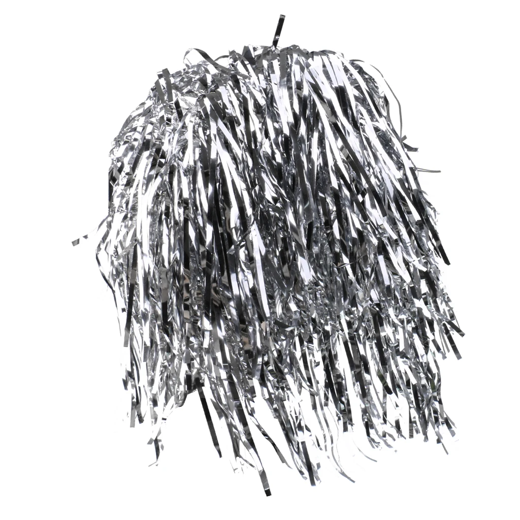 

2pcs Womens Mens Funny Silver Gold Shiny Metallic Foil Fancy Dress Cosplay Festival Tinsel Wigs