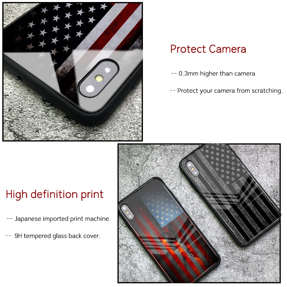 FinderCase чехол для iPhone X США флаг Стеклянная задняя крышка 6 6s 7 8 plus XR XS Max 11 pro