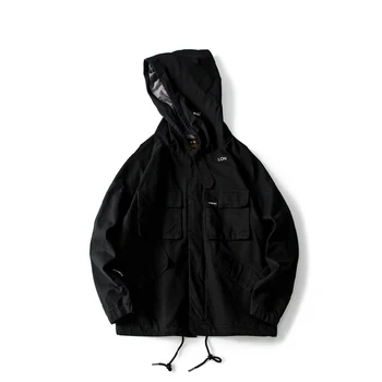 

Casual Letter Trend Winter Jacket Men 2018 Long Sleeve Slim Cotton Green Men Hooded Jacket Windbreaker Black Coat Streetwear