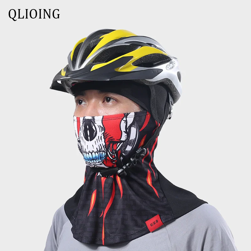 QLIOING Balaclava Motorcycle Windproof Helmet Liner Cap Hood Full Face Mask Ghost Skull Hat