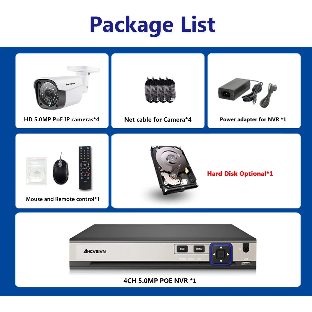 HD H.265 5MP POE 48V ip-камера безопасности Система видеонаблюдения NVR 4CH HD 5.0MP ip-камера наружного наблюдения день/ночное видение комплект видеонаблюдения