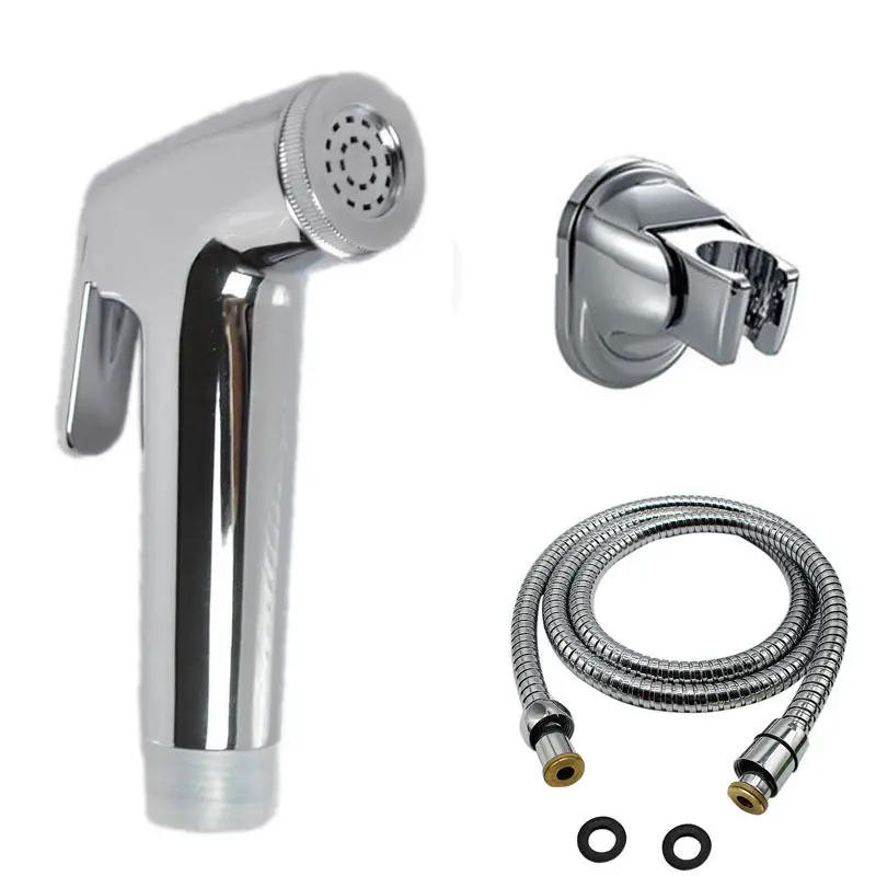 

ABS Bidet Shattaf Douche Spray Chrome Hygienic Toilet Shower Head Muslim Set