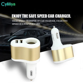 

200pcs Dual USB Car Charger with Cigarette Lighter for Cellphone MP3 Best Quality Car Adapter