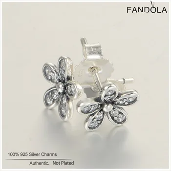 

Earings Silver Sterling 925 Clear CZ Dazzling Daisy Stud Earrings For Women DIY Jewelry Pendientes Brincos Wholesale