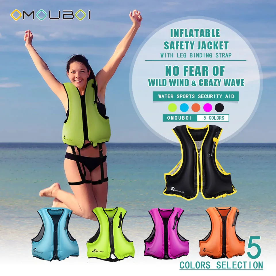 OMOUBOI Water Sports PPE Durable Buoyancy Vest Life Jacket With Leg Tying Straps Inflatable