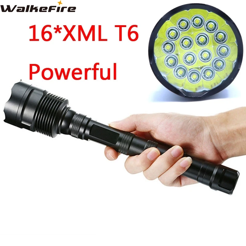  Powerful 32000 lumens 16T6 LED flash light 16*XM-L T6 LED Flashlight Torch Lamp Light For Hunting C - 32804773344