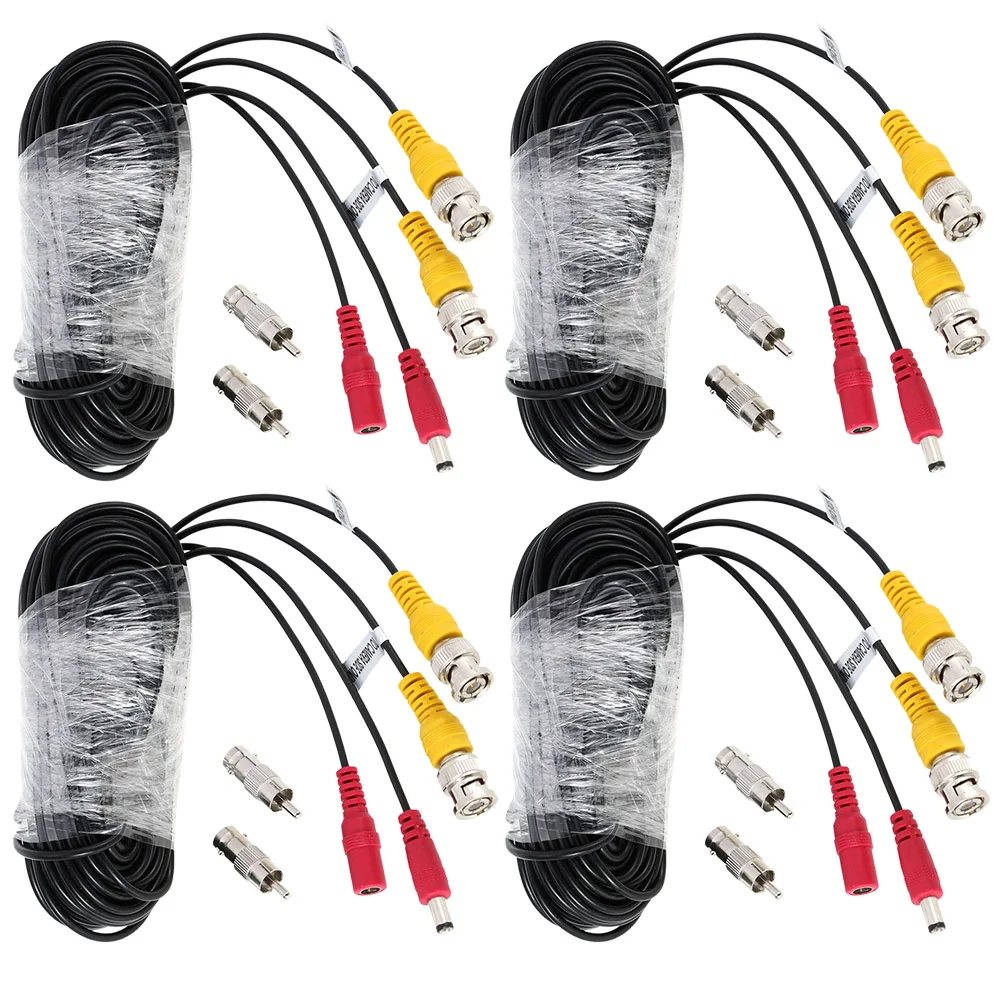 4 pcs/lot 20M BNC Cable Video Output CCTV Cable BNC DC Plug Siamese