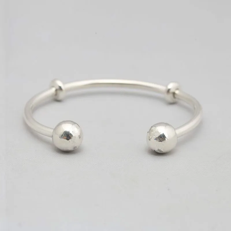 Серебряный браслет с подвеской в виде бусина из стерлингового серебра S925 пробы, жесткий браслет для женщин, ювелирные изделия из серебра Diy