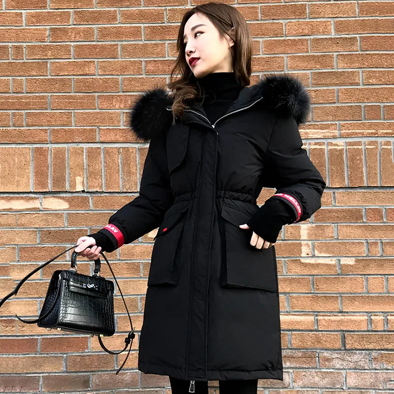 Новинка размера плюс 5XL 6XL зимняя куртка с толстым мехом с капюшоном женское длинное пуховое пальто теплая парка Mujer Invierno - Цвет: Черный