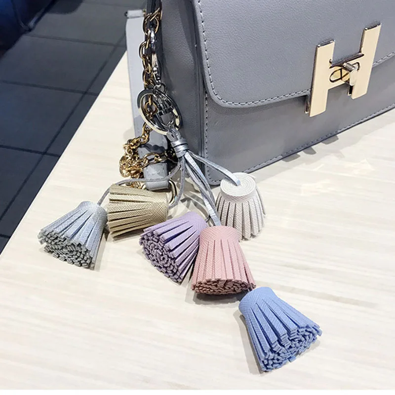 

2017 Tassels Key Chain -New suede leather Car keychain bag Gold key ring for women bag jewelry