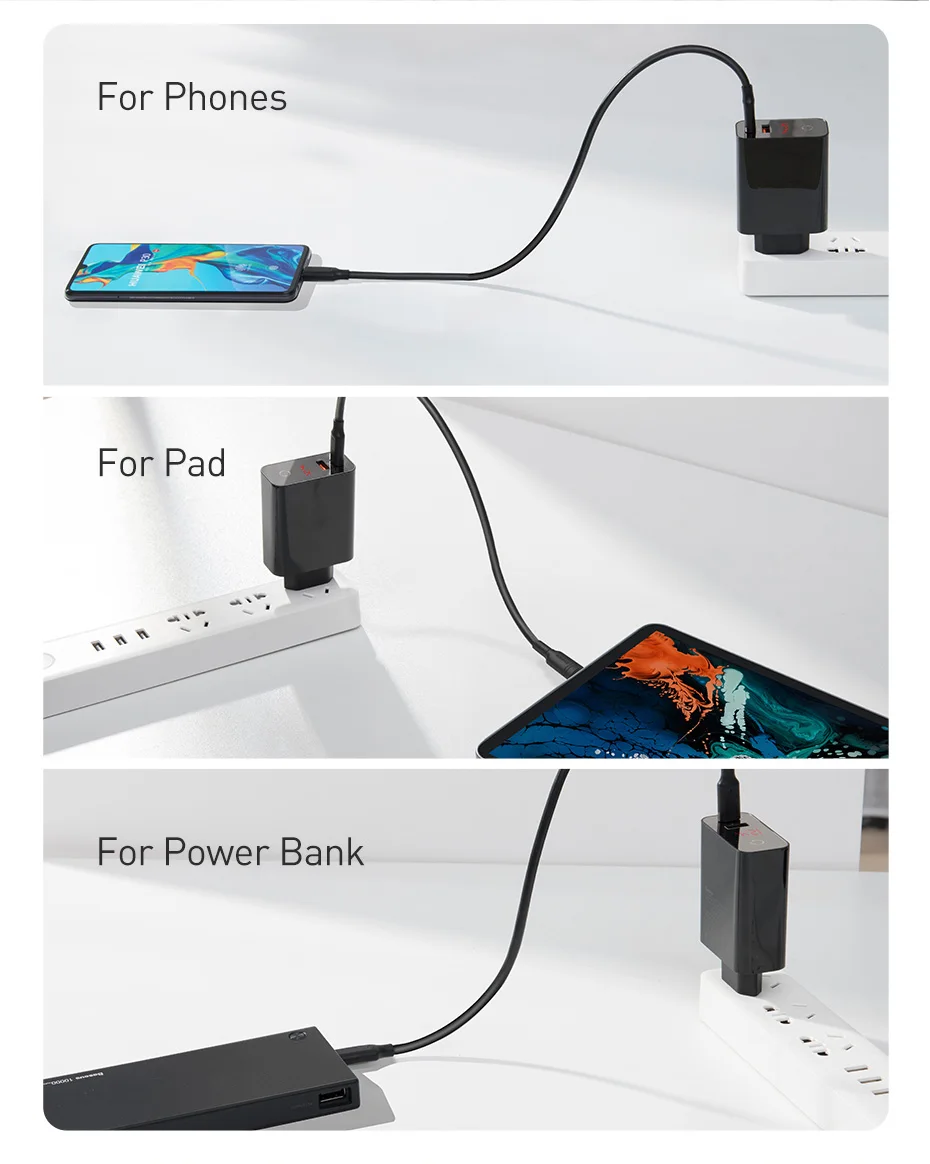 Baseus 45 Вт USB PD зарядное устройство Quick Charge 4,0 3,0 Для iPhone 11 Pro XR Xs Max Xiaomi цифровой дисплей usb type C быстрое зарядное устройство QC 3,0