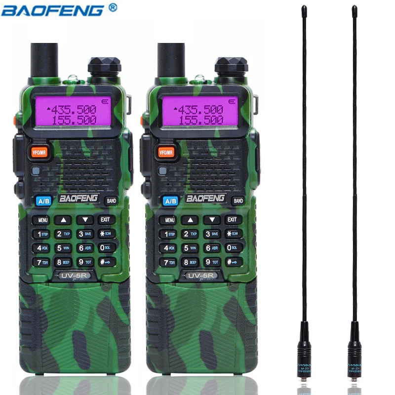 2pcs BAOFENG UV-5R Walkie Talkie 5Watts High powerful VHF UHF Dual  136-174mhz 400-520mhz Band 10km Rang UV5RCB+NA-771 antenna AliExpress