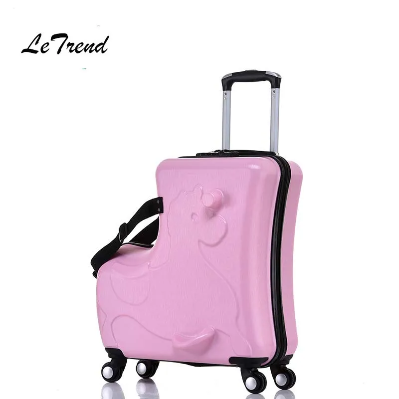 

Letrend Children Rolling Luggage Spinner Cute Cartoon Wheels Suitcase Kids Multifunction Cabin Trolley Student Travel Bag