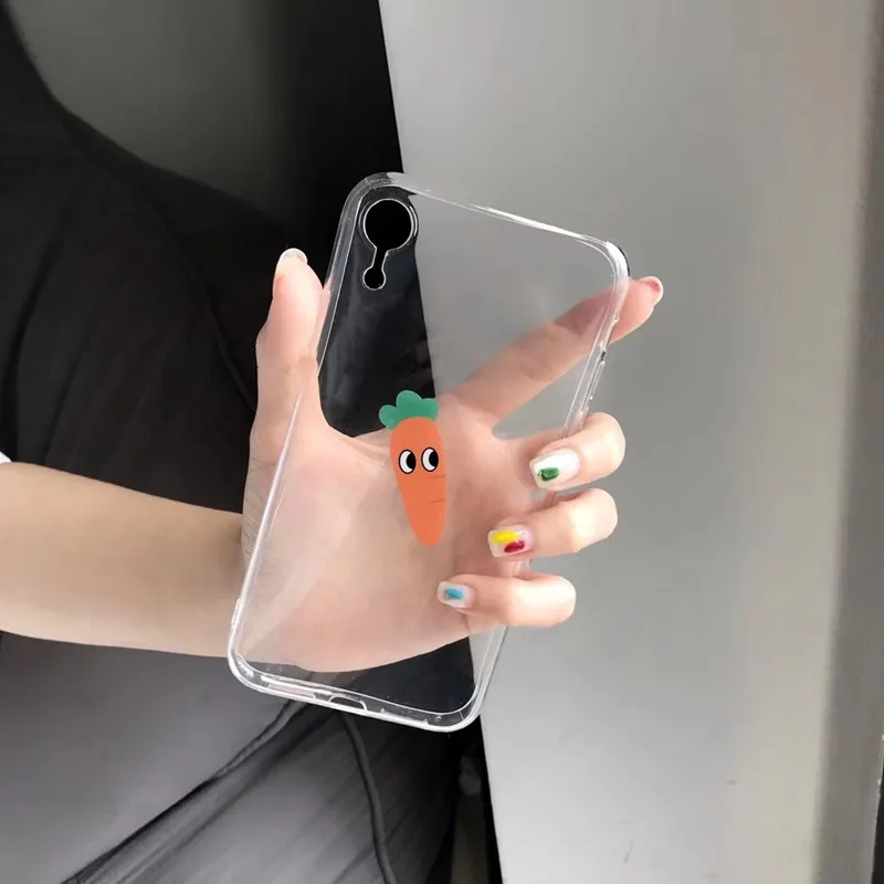لطيف الكرتون الجزرة شفافة زوجين جراب هاتف ل كوكه iphone 7 8 6 6 s زائد XS ماكس حالة السيليكون ل غلاف ال أي فون X XR قذيفة