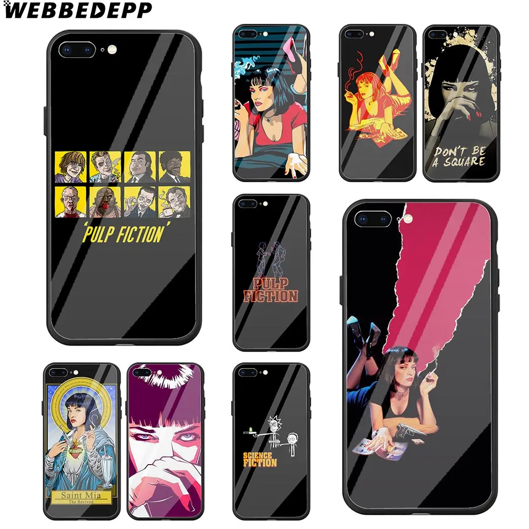 WEBBEDEPP Pulp Fiction Movie Tempered Glass Phone Case for Apple iPhone Xr Xs Max X or 10 8 7 6 6S Plus 5 5S SE 7Plus |
