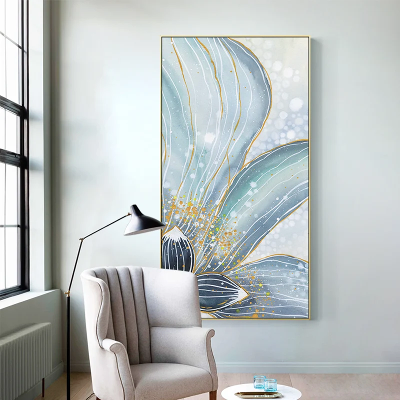 

Creative Blue Lotus Canvas Painting Flower posters Print New chinese style Art For Living Room Bedroom wall Pictures home Decor
