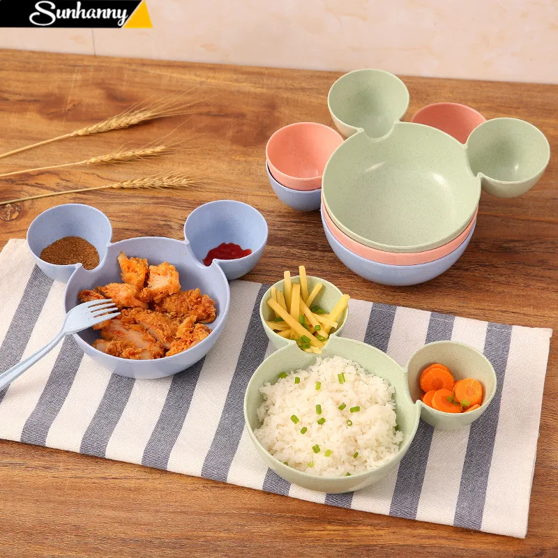 

Sunhanny Cute Kids Cutlery Set Straw Mickey Children's Dish Food Container Plate Minnie Tableware