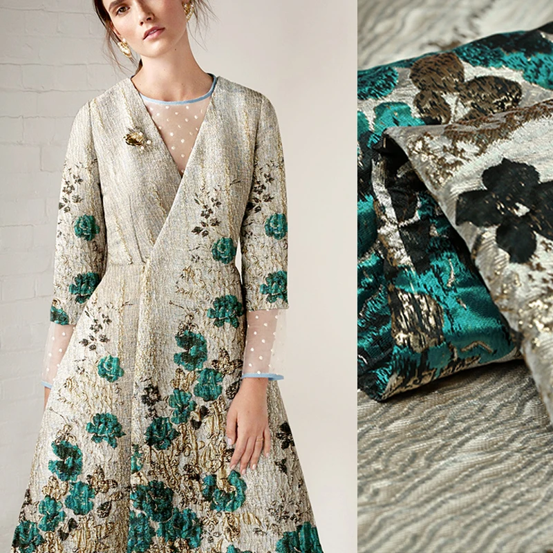

140*150CM Wide 280G/M Weight BlueJacquard Acrylic Polyester Autumn Spring Dress Jacket Suit Fabric DE880