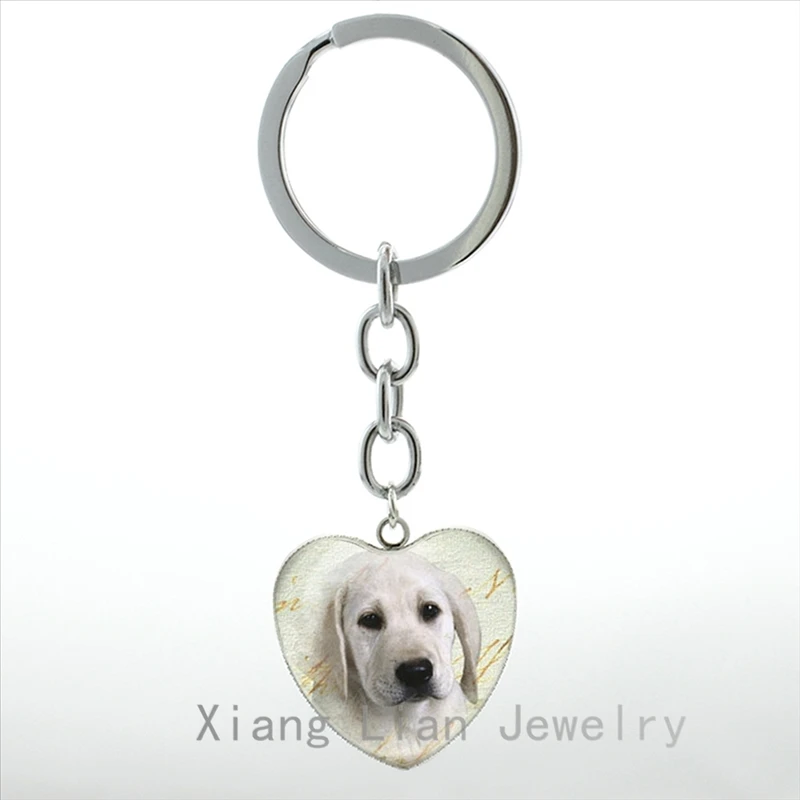 Yellow Labrador Retriever Dog Breed Heart Love Metal Keychain Key Chain Ring