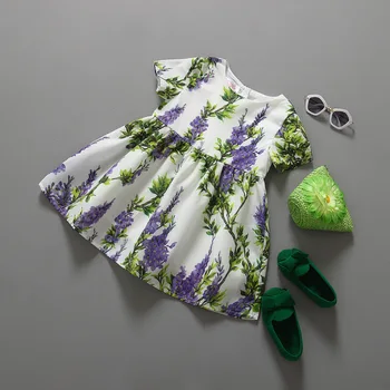 

Roimyal Wholesale free shipping 2019 Summer New Kids girls Fashion Style Syringa Printed Dress baby children cute dresses