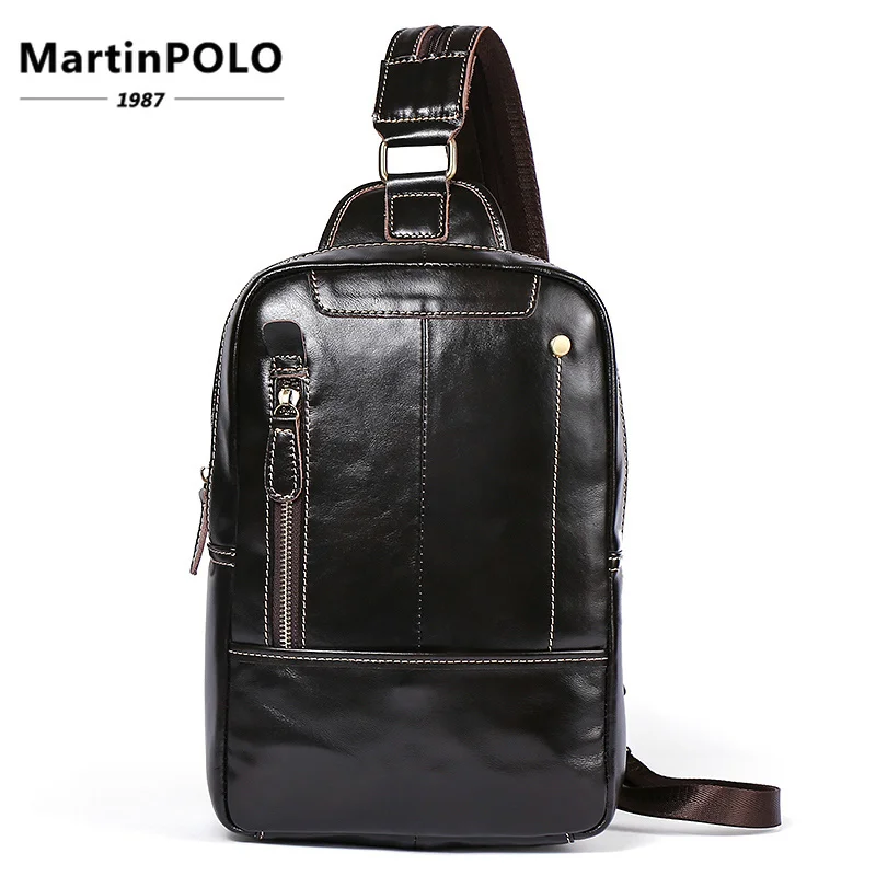 

Genuine Leather Men Backpacks Travel Chest Shoulder Backpack Bag Multi-function Leather Backpack for School Bag Male MLT8210