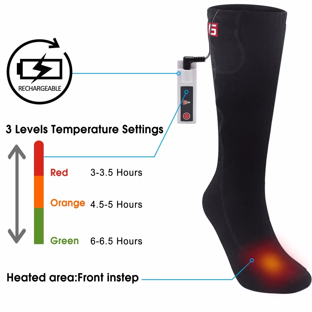 Free Shipping 3.7V Electric Sock Sport Heated Lithium Battery Cold
