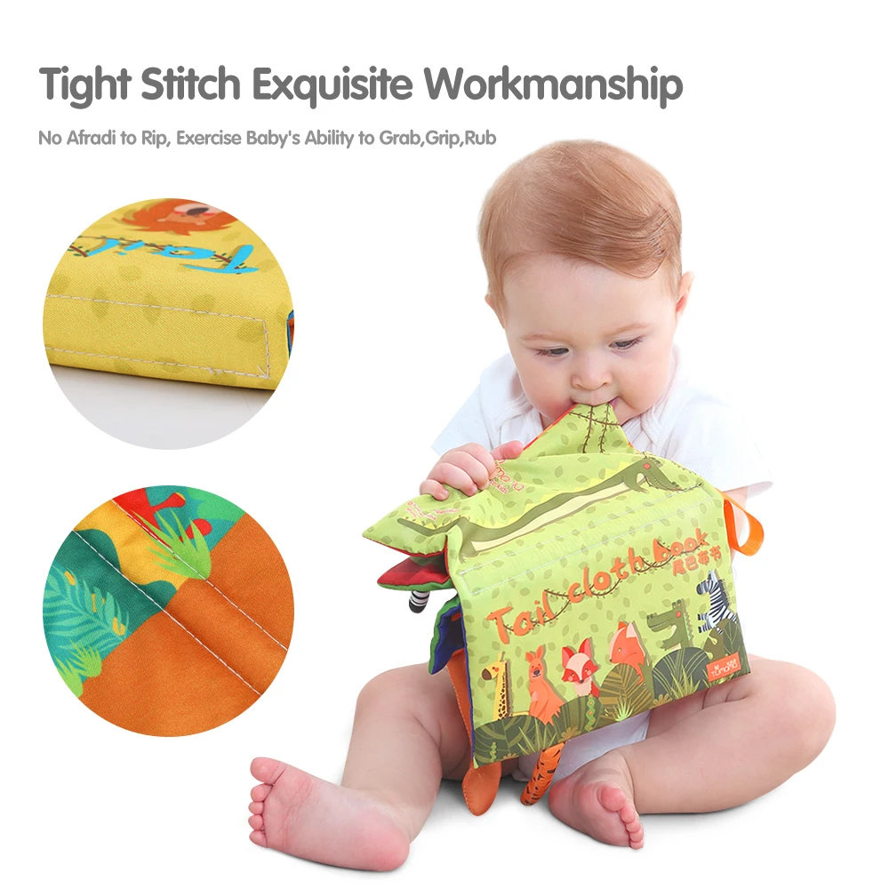 Tumama Baby Cloth Book Early Learning Educational Toys with Animals Tails English Story Soft Cloth Development Books RattelesToy Tumama Baby Cloth Book Early Learning Educational Toys with Animals Tails English Story Soft Cloth Development Books RattelesToy