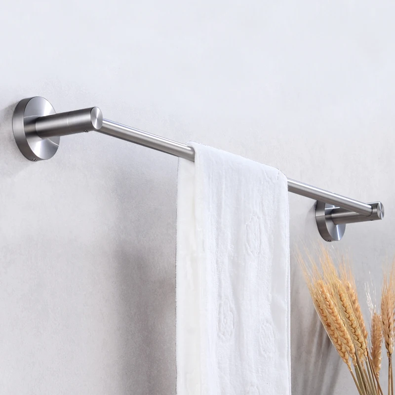 Towel Bar Single Stainless Steel Bathroom Towel Rack Hanging Holder Wall Mounted Robe Towel Rail Hanger Shelf Bathroom Hardware