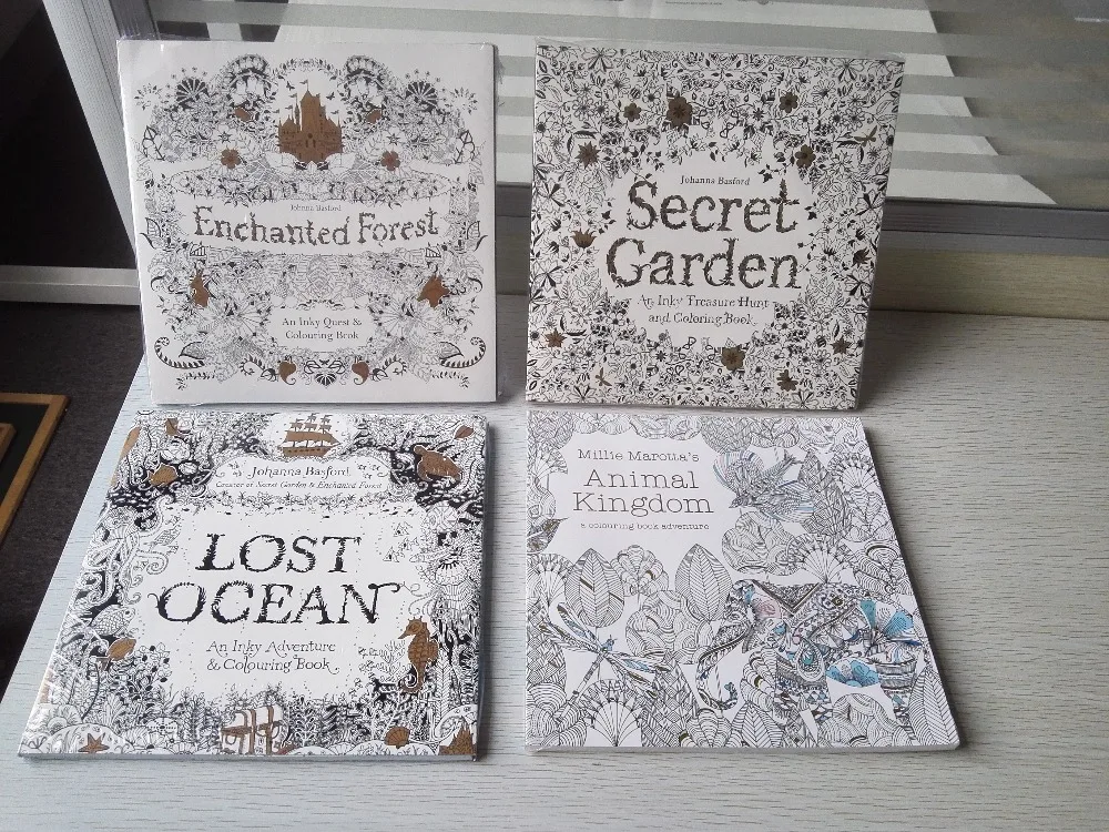 4PCS LOT 96 Pages English Edition Secret Garden Lost Ocean Enchanted Forest Animal Kingdom Coloring Book Painting In Books From Office School