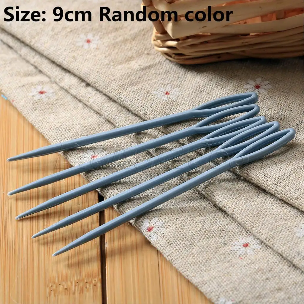 

5Pcs Plastic 9cm Stitch Needles Large Eye Darning Needles Wool Thread Sewing Embroidery Tapestry Needles Color Random