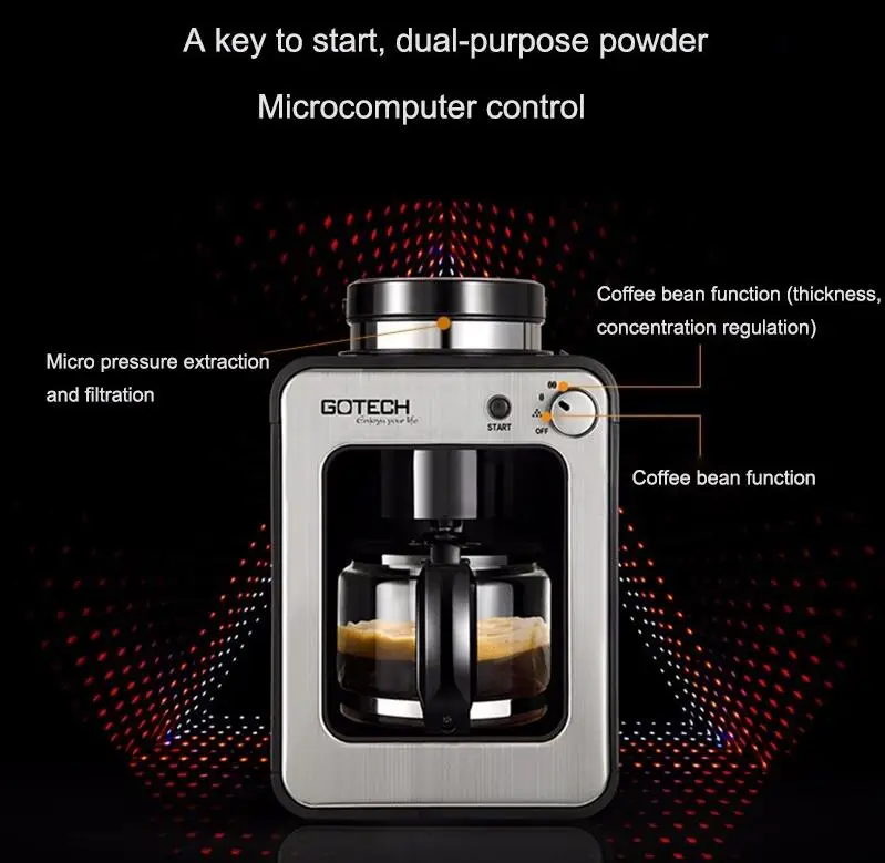 CM6686A 580 мл емкость 600 Вт полностью автоматическая кофемашина для дома бизнес нового поколения Интеллектуальная Индукционная кофемолка