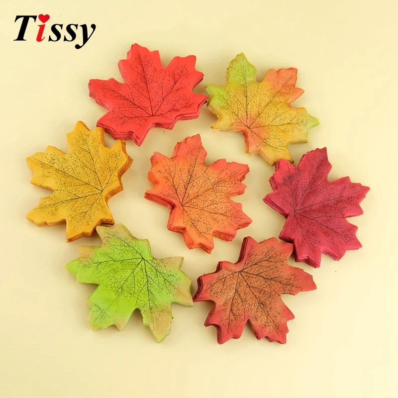 Image New 100Pcs lot Artidicial Cloth Maple Leaves Multicolor Fake Fall Leaf For Art Scrapbooking Wedding Party Decor Craft