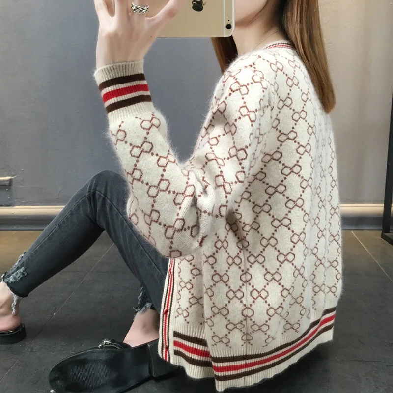 2018 New Arrival Women Sweater With Buttons Long Sleeve Striped Knitted Cardigan Ladies Spring Oversize Cotton Sweaters Luxury |