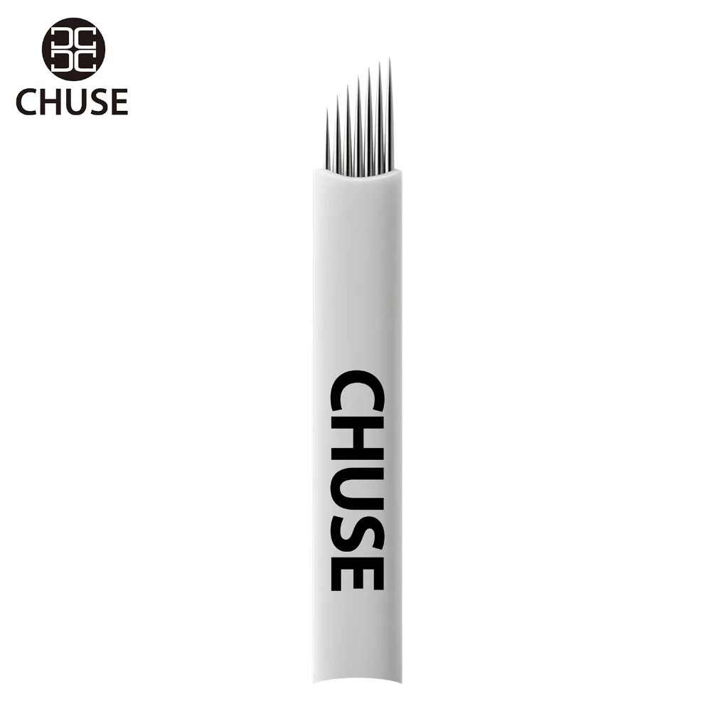 

CHUSE S7 Permanent Makeup Needles Eyebrow Microblading Manual Bevel Blades 7 Pins for Tattoo Machine and Pen 100Pcs High Quality